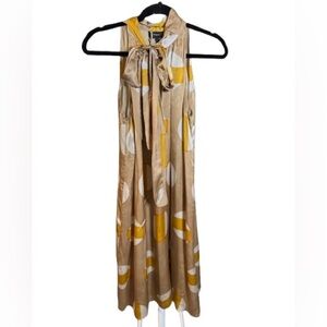 Theory 100% Silk Yellow & Cream Polka Dot Maxi Dress 8 Retail $475